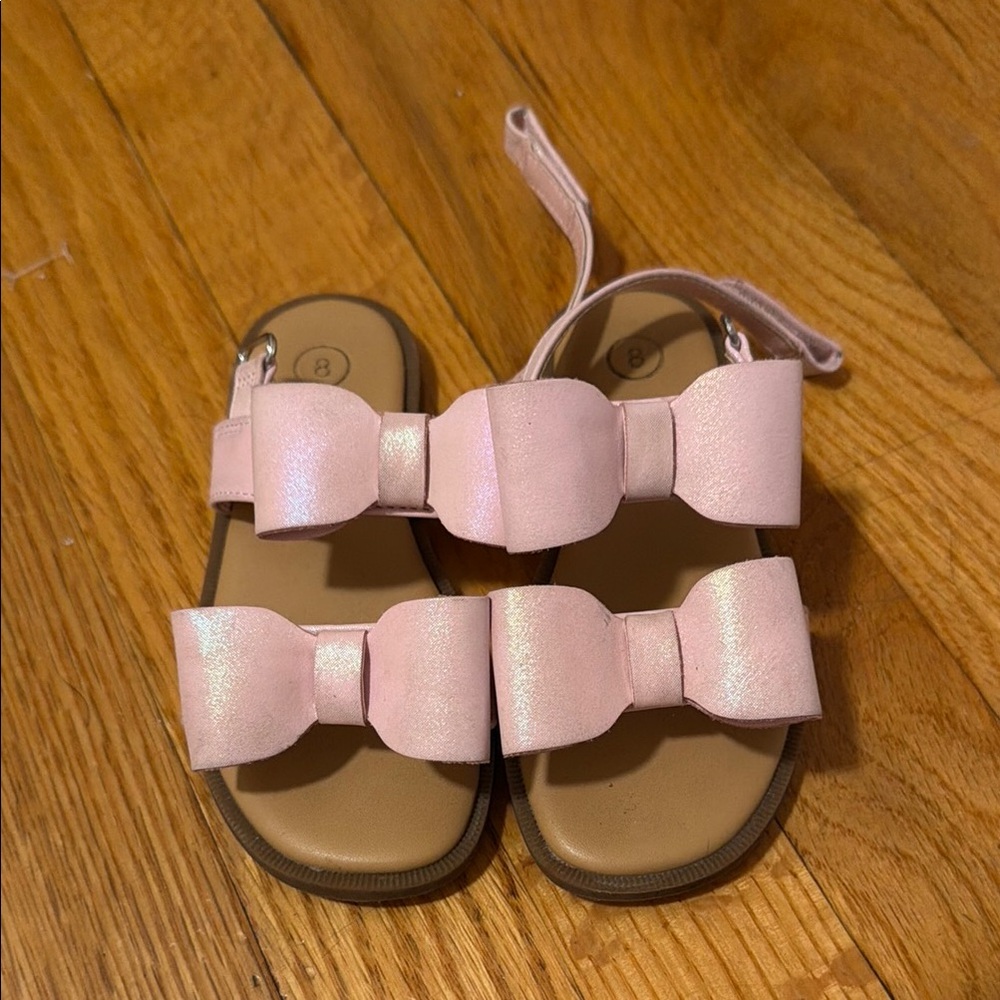 Pink Bow toddler Sandals 8C